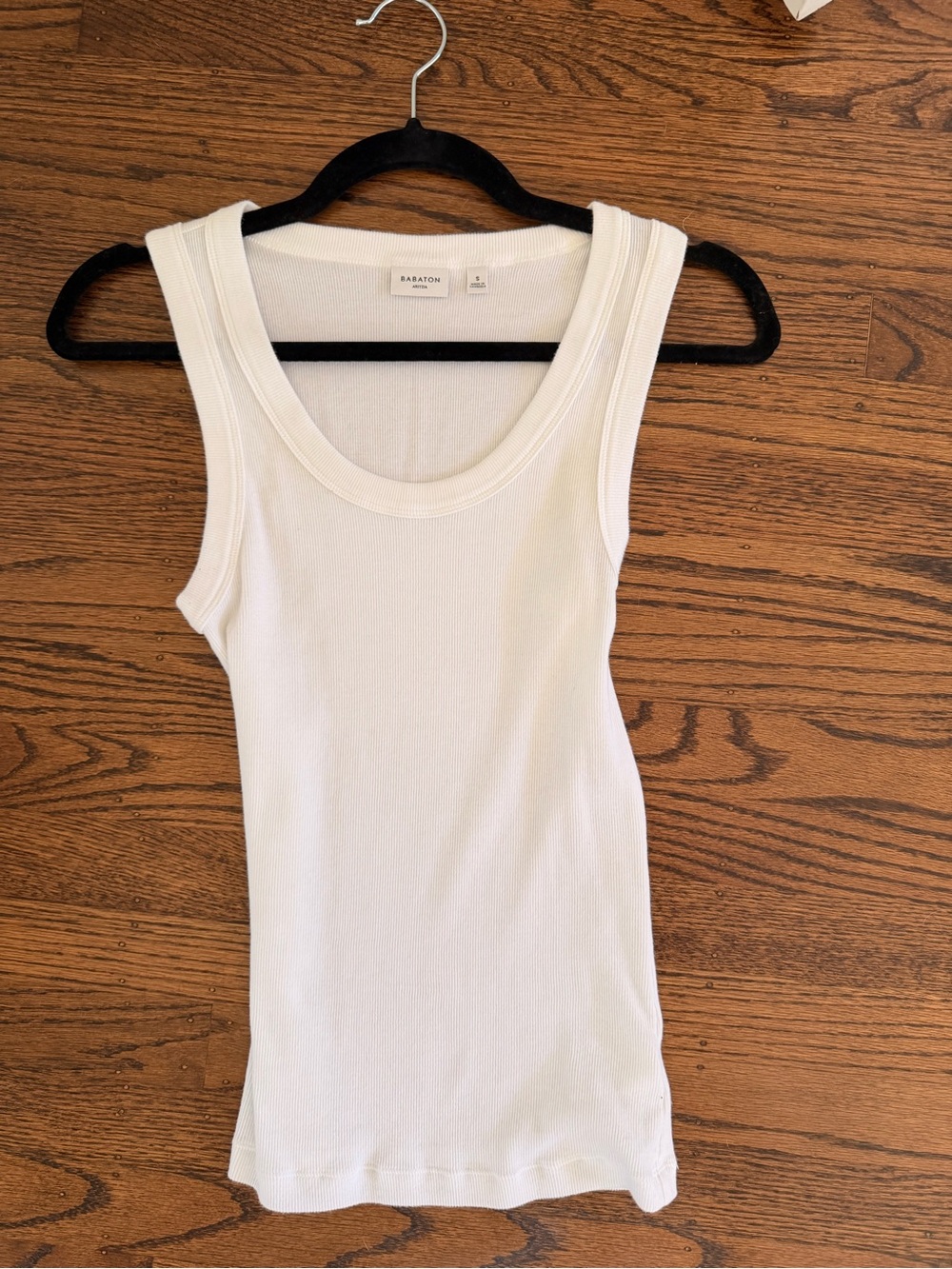 Babaton Cream Ribbed Tank Top - Scoop Neck